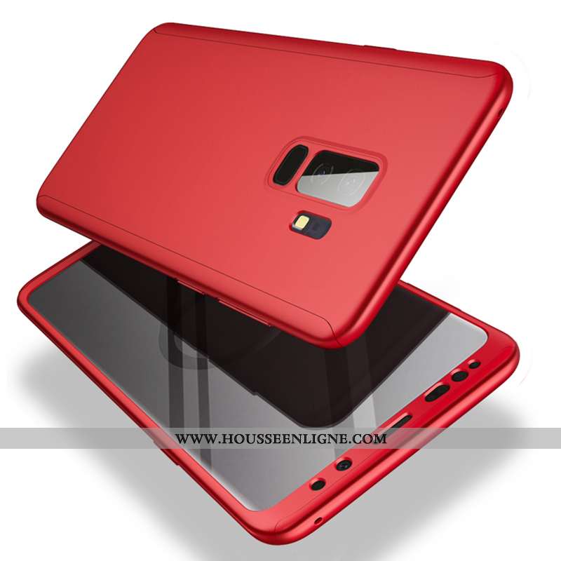 Housse Samsung Galaxy S9+ Légère Protection Incassable Difficile Noir Rouge Tout Compris