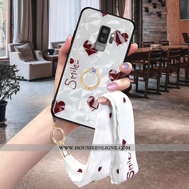 Housse Samsung Galaxy S9+ Ornements Suspendus Tendance Blanc Net Rouge Téléphone Portable Silicone P
