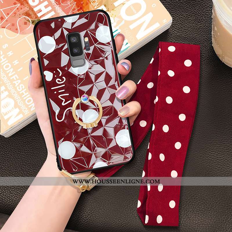 Housse Samsung Galaxy S9+ Ornements Suspendus Tendance Blanc Net Rouge Téléphone Portable Silicone P