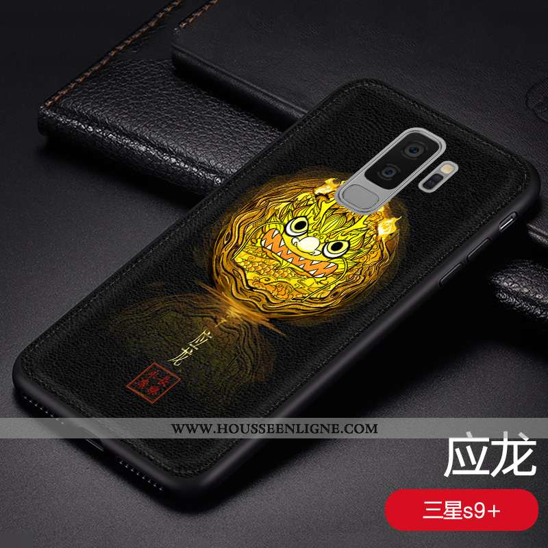 Housse Samsung Galaxy S9+ Personnalité Créatif Étui Légère Cuir Style Chinois Mode Bleu