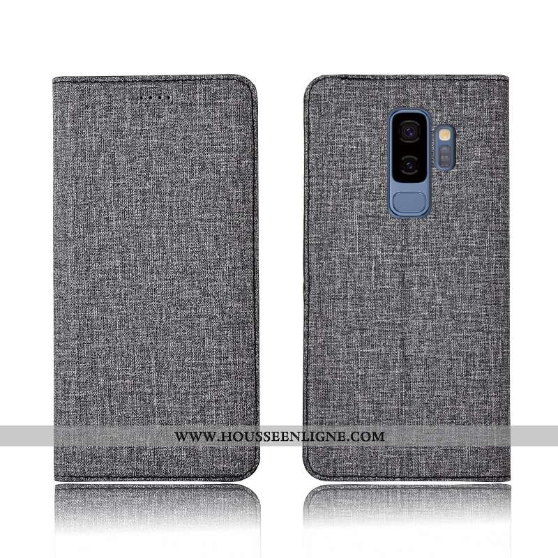 Housse Samsung Galaxy S9+ Protection Cuir Coque Bleu Lin Étui Incassable