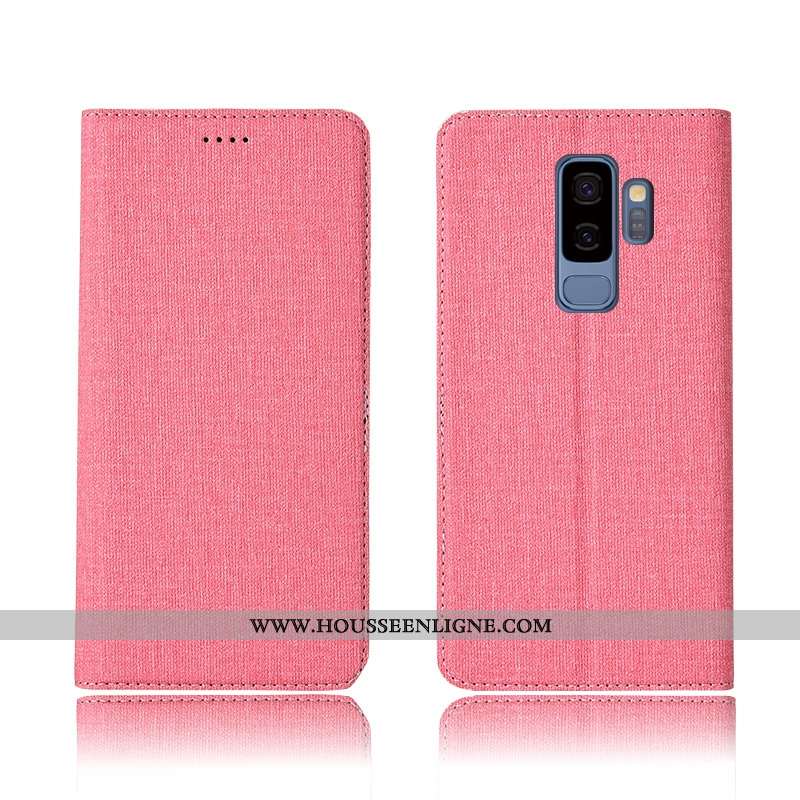Housse Samsung Galaxy S9+ Protection Cuir Coque Bleu Lin Étui Incassable