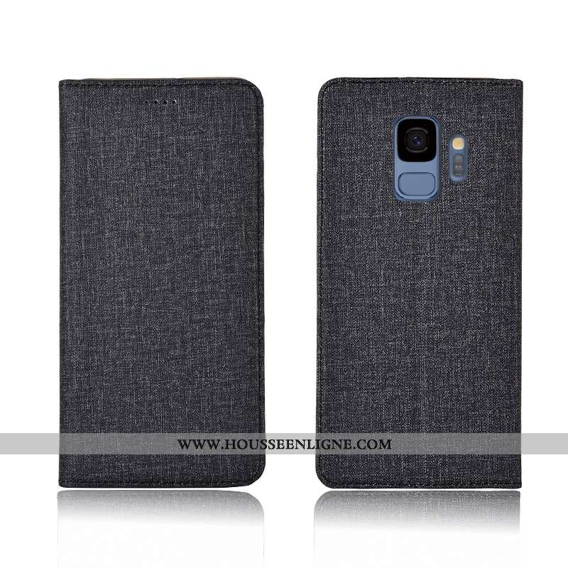 Housse Samsung Galaxy S9 Protection Cuir Téléphone Portable Bleu Clamshell Fluide Doux Étoile