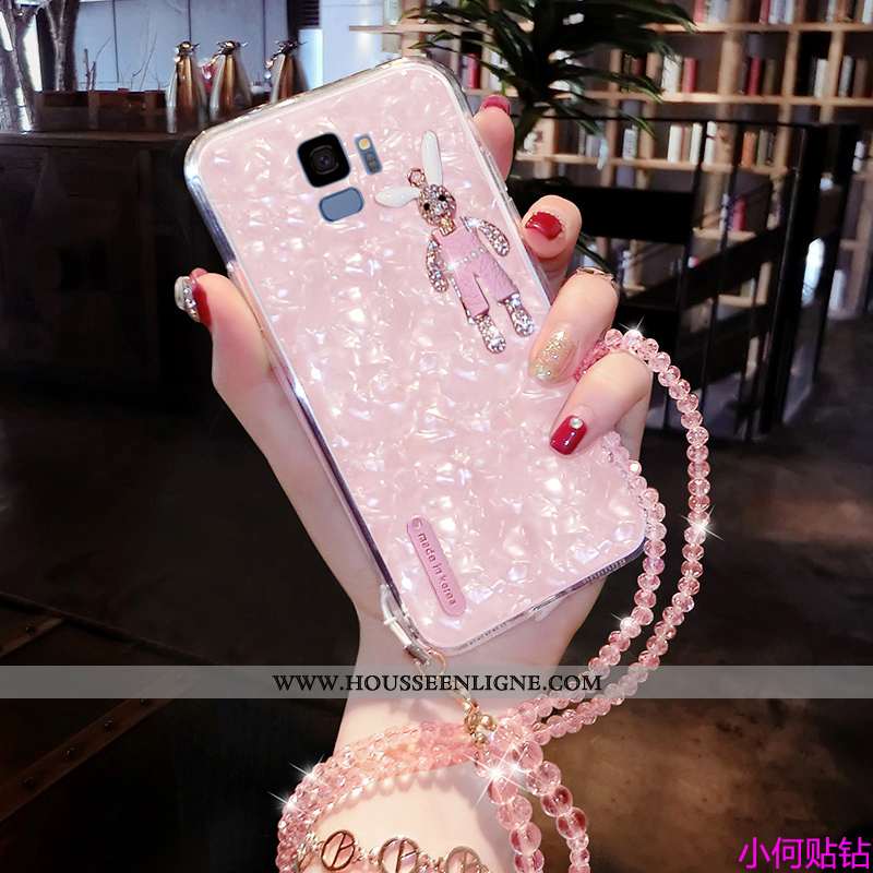 Housse Samsung Galaxy S9 Protection Strass Dessin Animé Étui Téléphone Portable Coque Nouveau Blanch