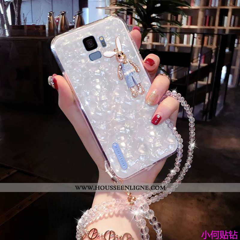 Housse Samsung Galaxy S9 Protection Strass Dessin Animé Étui Téléphone Portable Coque Nouveau Blanch