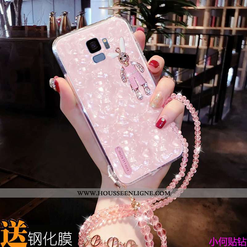 Housse Samsung Galaxy S9 Protection Strass Dessin Animé Étui Téléphone Portable Coque Nouveau Blanch
