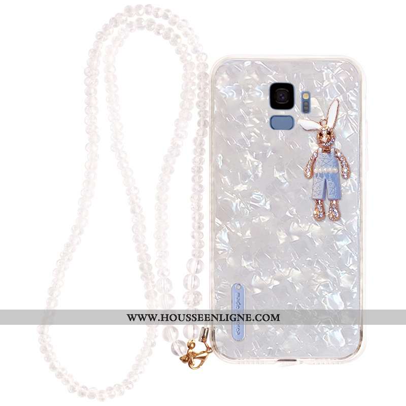 Housse Samsung Galaxy S9 Protection Strass Dessin Animé Étui Téléphone Portable Coque Nouveau Blanch