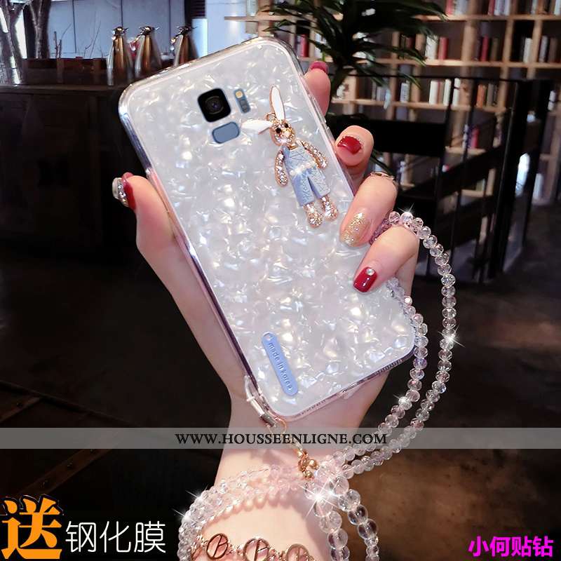 Housse Samsung Galaxy S9 Protection Strass Dessin Animé Étui Téléphone Portable Coque Nouveau Blanch