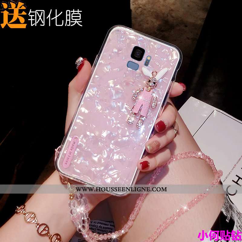 Housse Samsung Galaxy S9 Protection Strass Dessin Animé Étui Téléphone Portable Coque Nouveau Blanch