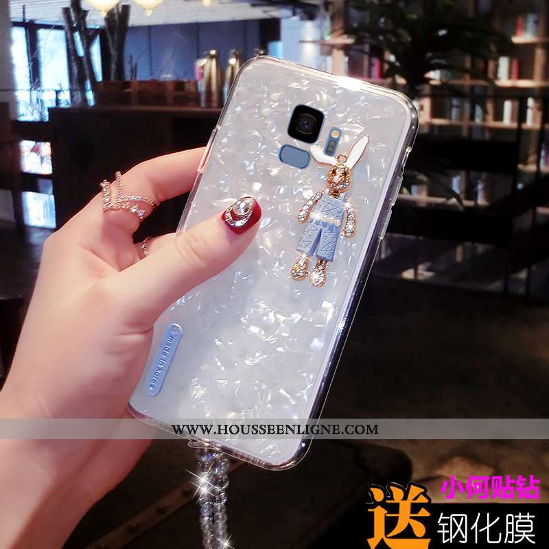 Housse Samsung Galaxy S9 Protection Strass Dessin Animé Étui Téléphone Portable Coque Nouveau Blanch
