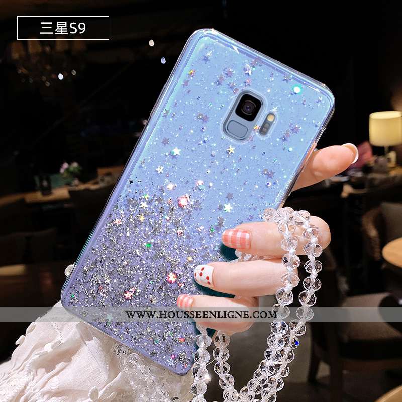 Housse Samsung Galaxy S9 Protection Transparent Silicone Rose Ornements Suspendus Incassable Étui Bl