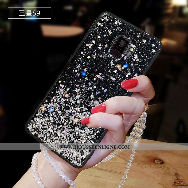 Housse Samsung Galaxy S9 Protection Transparent Silicone Rose Ornements Suspendus Incassable Étui Bl