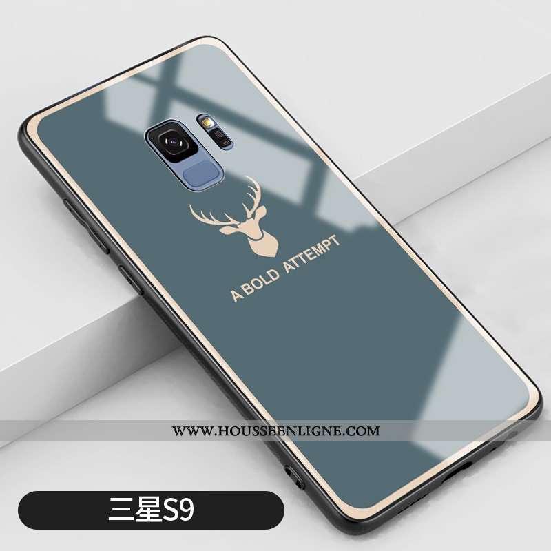 Housse Samsung Galaxy S9 Protection Verre Vert Personnalité Étoile Net Rouge Miroir Verte