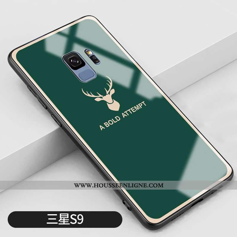 Housse Samsung Galaxy S9 Protection Verre Vert Personnalité Étoile Net Rouge Miroir Verte