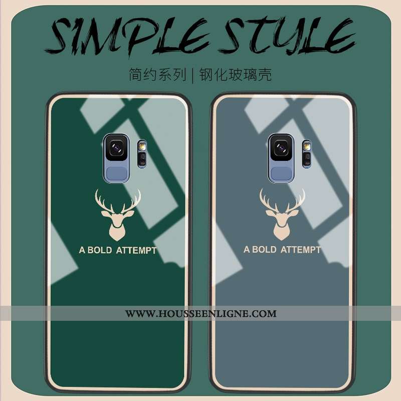 Housse Samsung Galaxy S9 Protection Verre Vert Personnalité Étoile Net Rouge Miroir Verte