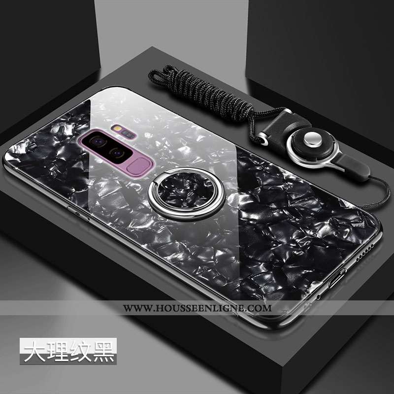 Housse Samsung Galaxy S9+ Silicone Protection Pu Noir Verre Étui Net Rouge