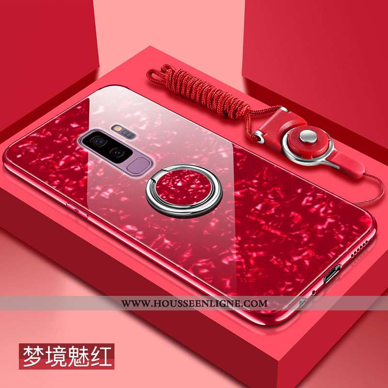 Housse Samsung Galaxy S9+ Silicone Protection Pu Noir Verre Étui Net Rouge