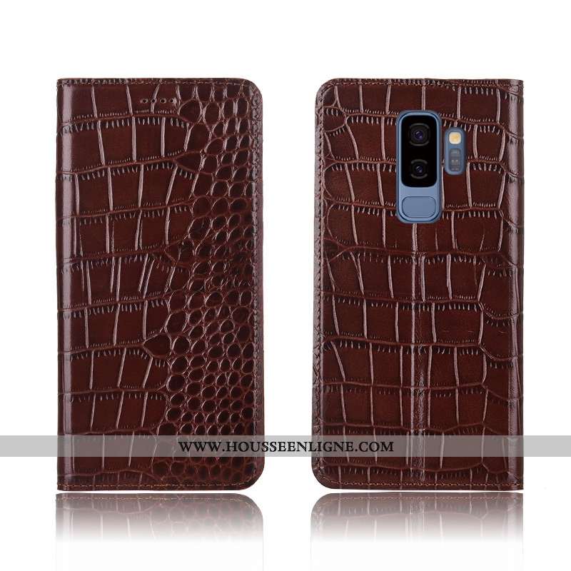 Housse Samsung Galaxy S9+ Silicone Protection Étui Tout Compris Nouveau Cuir Véritable Coque Marron