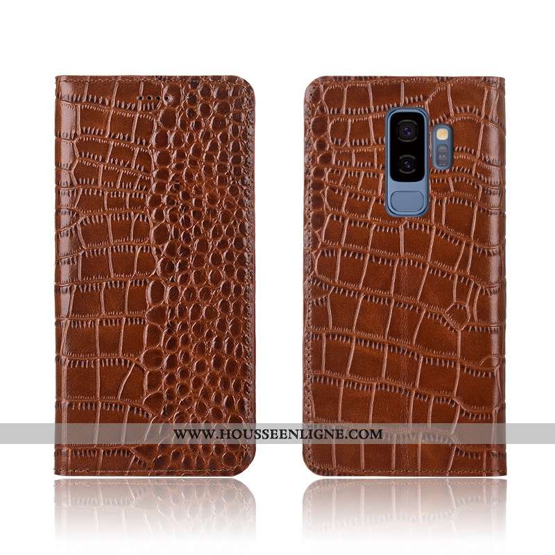 Housse Samsung Galaxy S9+ Silicone Protection Étui Tout Compris Nouveau Cuir Véritable Coque Marron