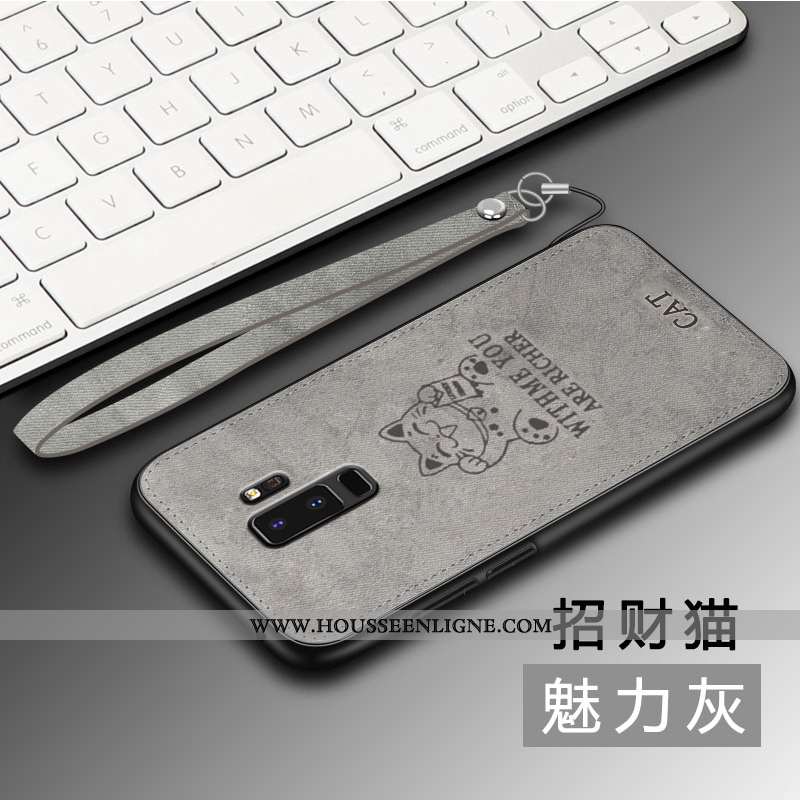 Housse Samsung Galaxy S9+ Tendance Légère Gris Coque Net Rouge Étui Téléphone Portable