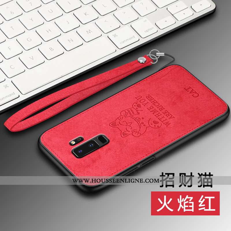 Housse Samsung Galaxy S9+ Tendance Légère Gris Coque Net Rouge Étui Téléphone Portable