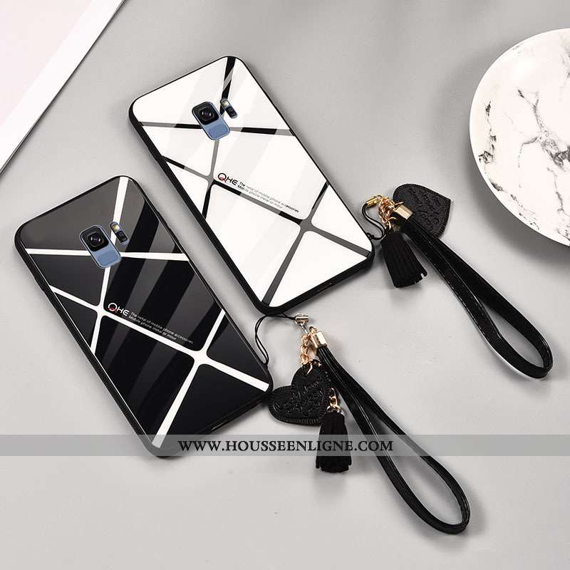 Housse Samsung Galaxy S9 Verre Personnalité Étoile Étui Noir Miroir Plaid
