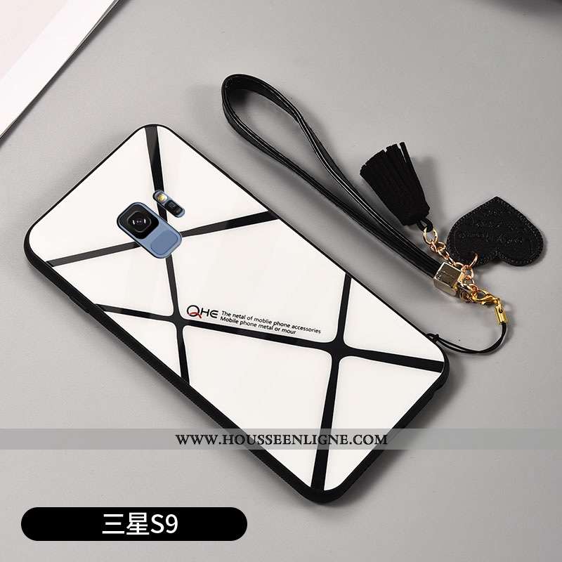 Housse Samsung Galaxy S9 Verre Personnalité Étoile Étui Noir Miroir Plaid