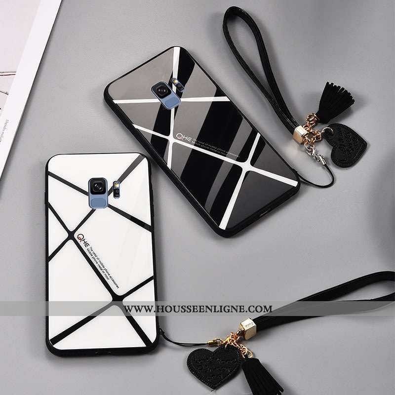 Housse Samsung Galaxy S9 Verre Personnalité Étoile Étui Noir Miroir Plaid