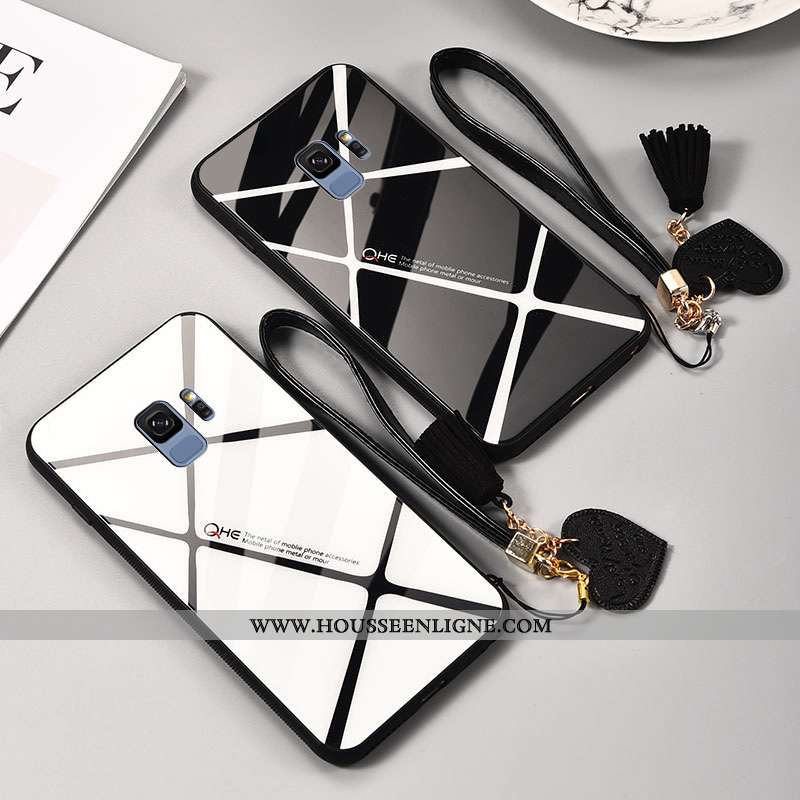 Housse Samsung Galaxy S9 Verre Personnalité Étoile Étui Noir Miroir Plaid