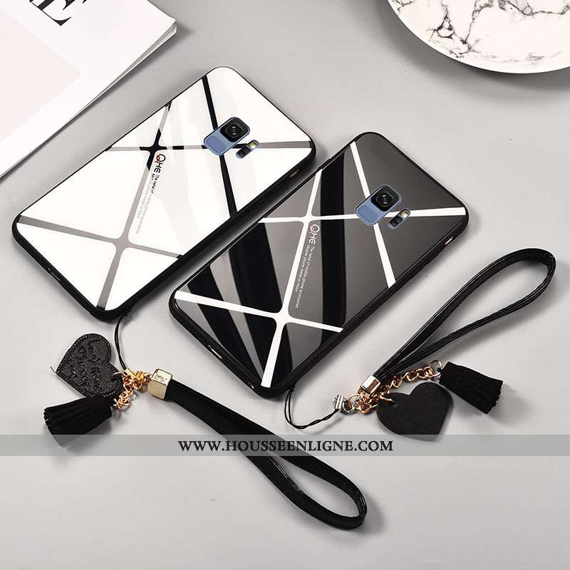 Housse Samsung Galaxy S9 Verre Personnalité Étoile Étui Noir Miroir Plaid
