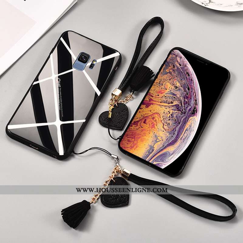 Housse Samsung Galaxy S9 Verre Personnalité Étoile Étui Noir Miroir Plaid