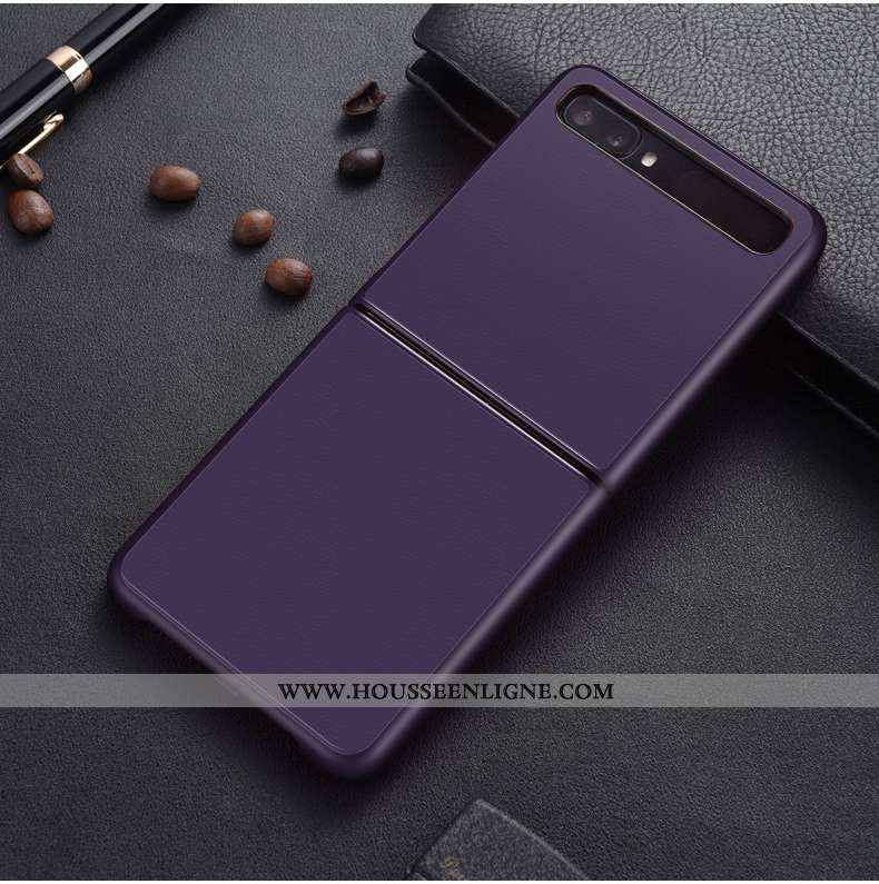 Housse Samsung Z Flip Personnalité Créatif Cuir Tout Compris Protection Couleur Unie Coque Orange