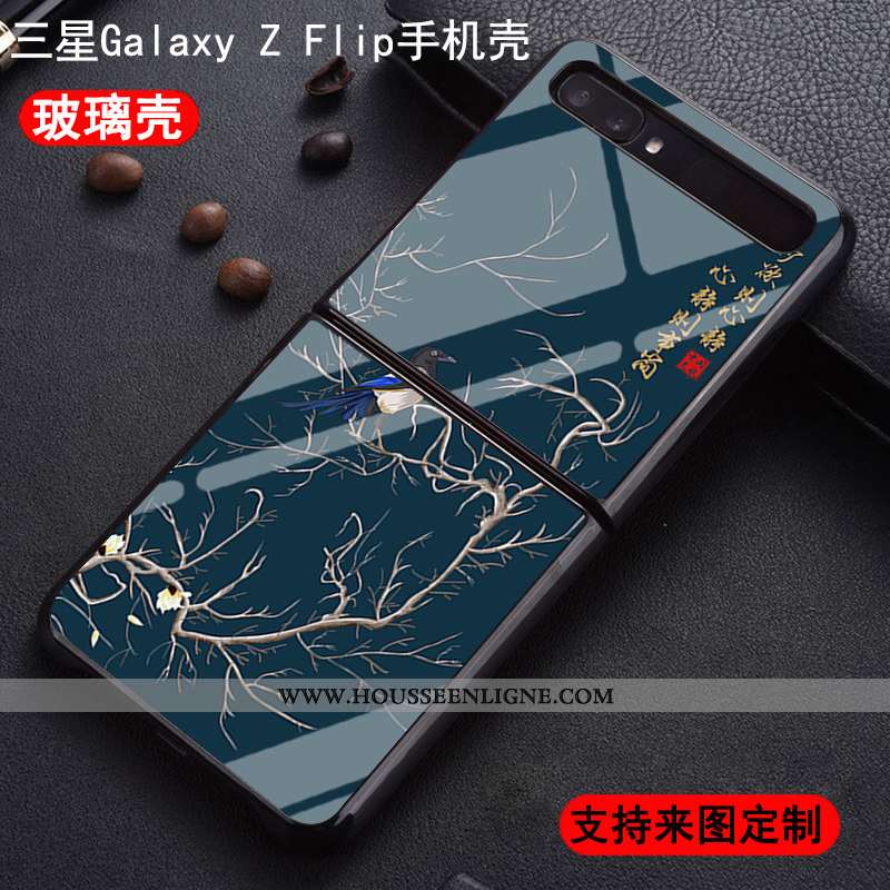 Housse Samsung Z Flip Personnalité Tendance Modèle Verre Coque Étoile Téléphone Portable Blanche