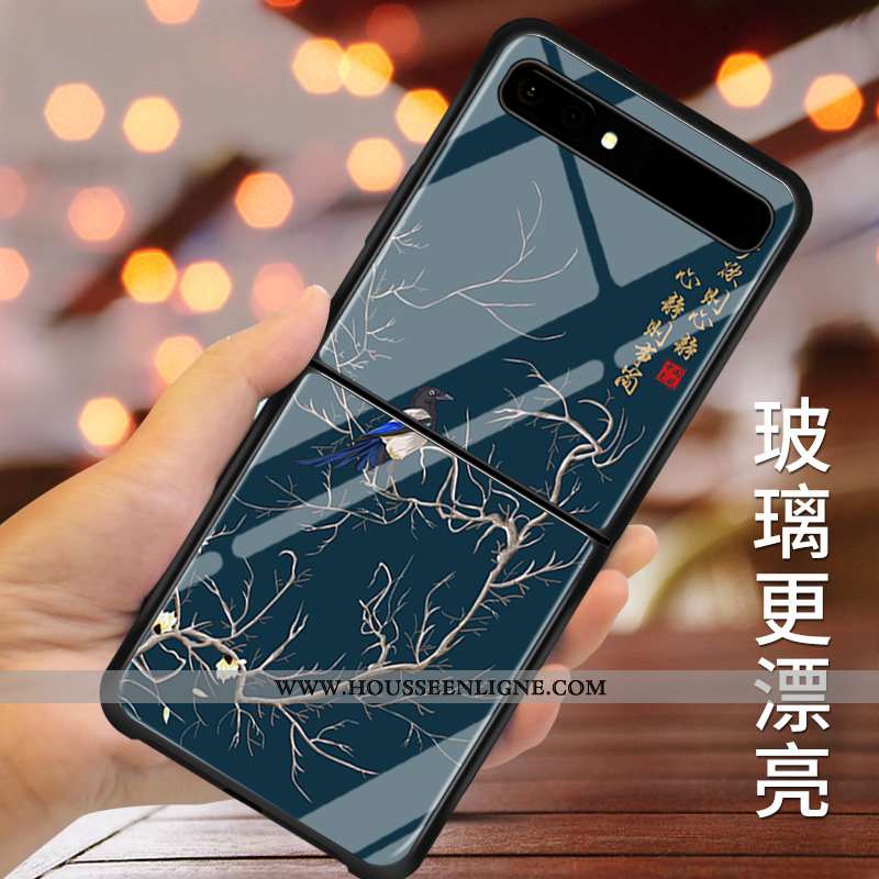 Housse Samsung Z Flip Personnalité Tendance Modèle Verre Coque Étoile Téléphone Portable Blanche