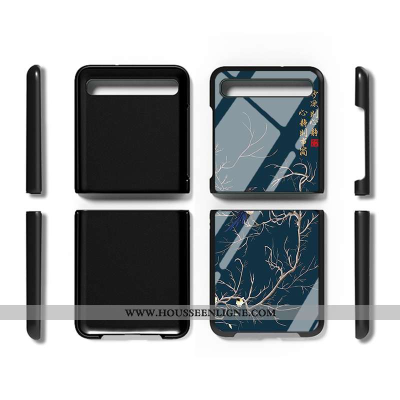 Housse Samsung Z Flip Personnalité Tendance Modèle Verre Coque Étoile Téléphone Portable Blanche