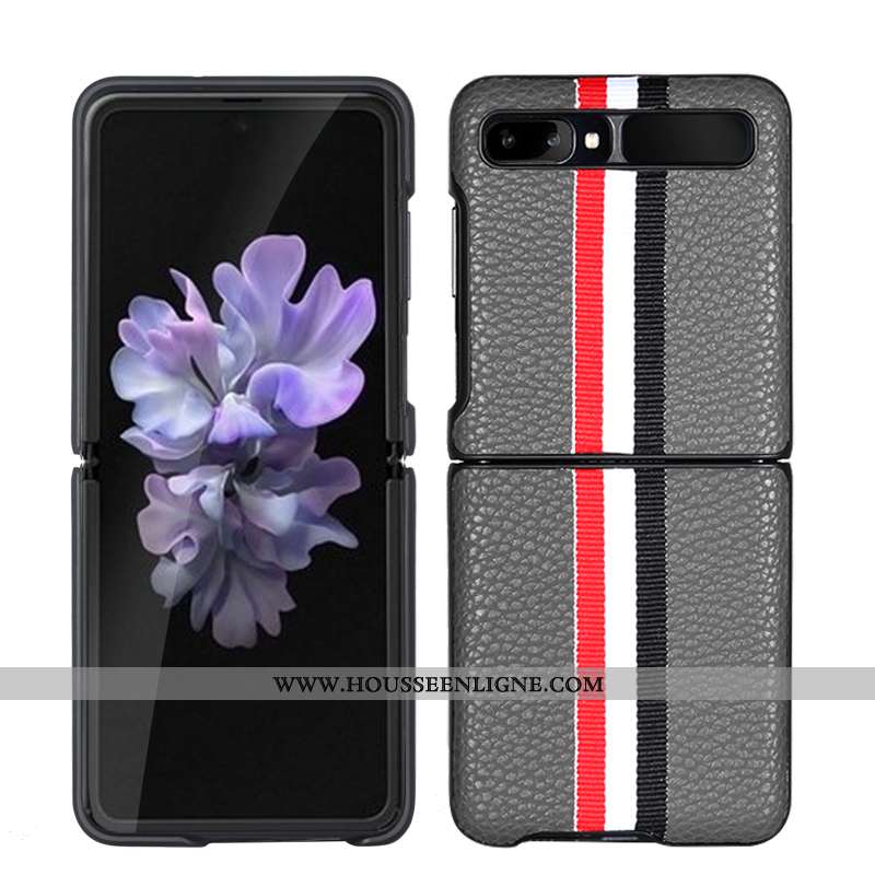 Housse Samsung Z Flip Protection Cuir Véritable Incassable Plier Étui Étoile Coque Noir