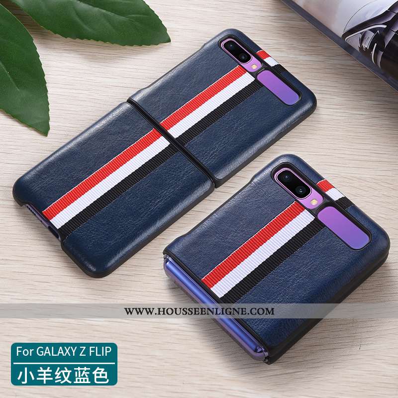 Housse Samsung Z Flip Protection Cuir Véritable Incassable Plier Étui Étoile Coque Noir