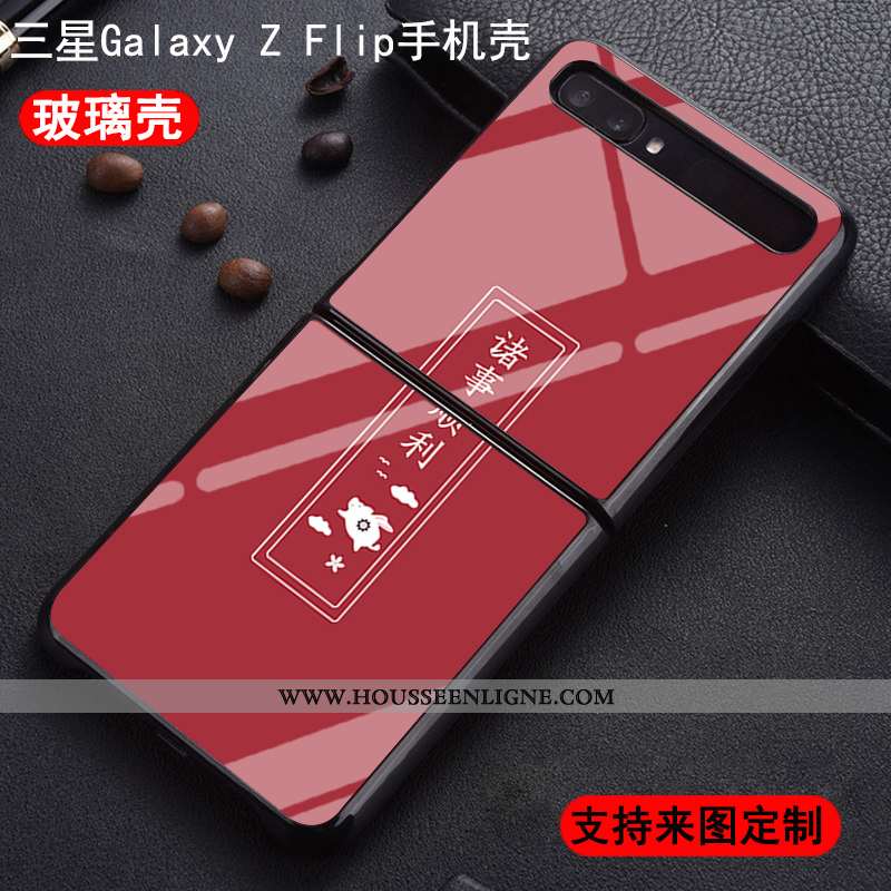 Housse Samsung Z Flip Verre Personnalité Personnalisé Protection Plier Étui Téléphone Portable Rouge