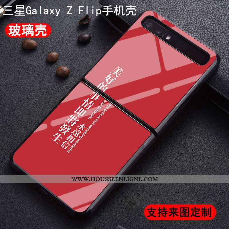 Housse Samsung Z Flip Verre Personnalité Personnalisé Protection Plier Étui Téléphone Portable Rouge