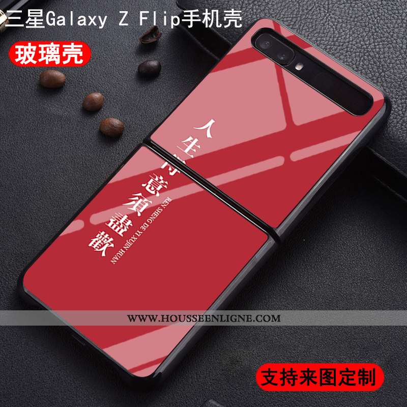 Housse Samsung Z Flip Verre Personnalité Personnalisé Protection Plier Étui Téléphone Portable Rouge