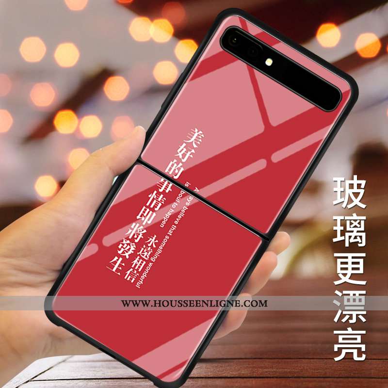 Housse Samsung Z Flip Verre Personnalité Personnalisé Protection Plier Étui Téléphone Portable Rouge