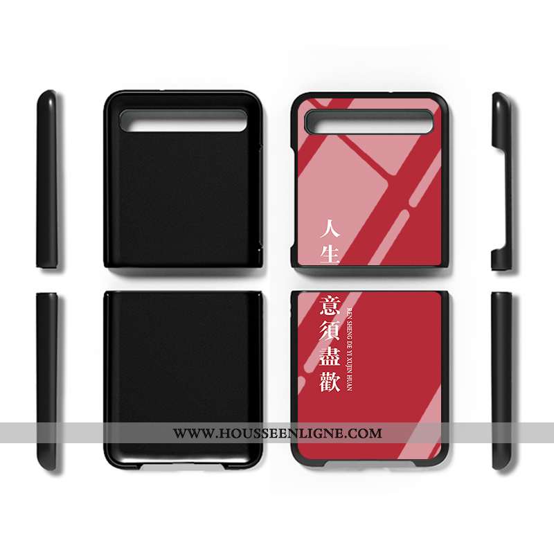 Housse Samsung Z Flip Verre Personnalité Personnalisé Protection Plier Étui Téléphone Portable Rouge