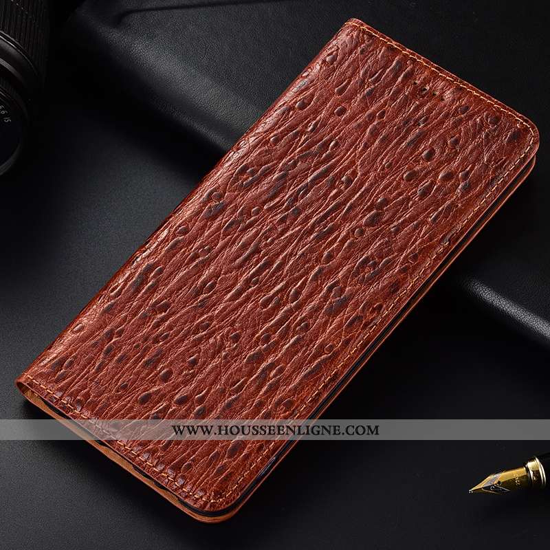 Housse Sony Xperia 1 Cuir Véritable Protection Marron Téléphone Portable Coque Étui Oiseau