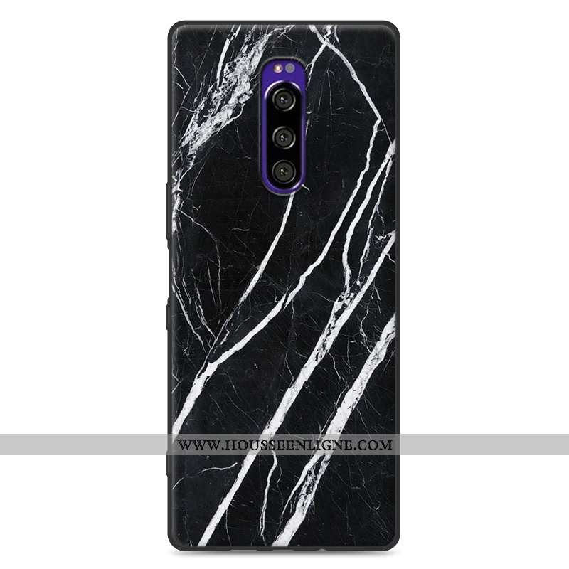Housse Sony Xperia 1 Fluide Doux Silicone Grand Téléphone Portable Blanc Modèle Fleurie Protection B