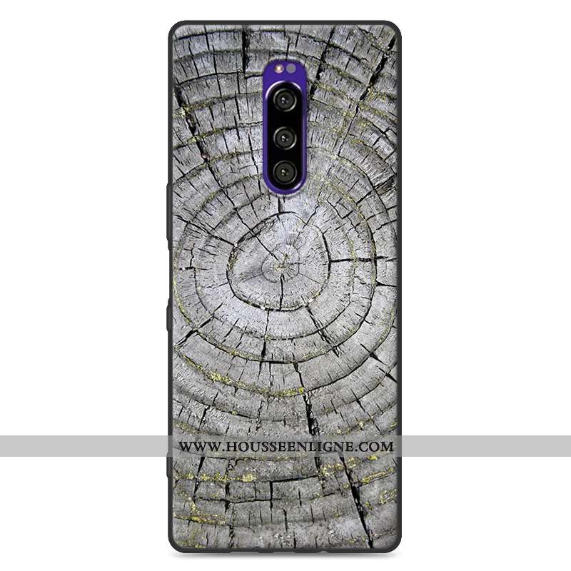 Housse Sony Xperia 1 Fluide Doux Silicone Grand Téléphone Portable Blanc Modèle Fleurie Protection B