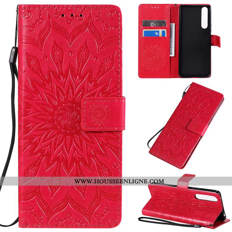 Housse Sony Xperia 1 Ii Créatif Cuir Fluide Doux Protection Incassable Clamshell Coque Rouge