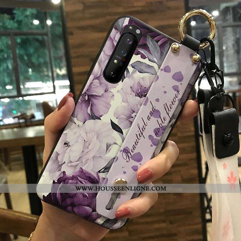 Housse Sony Xperia 1 Ii Fluide Doux Protection Étui Téléphone Portable Support Blanc Fleur Blanche