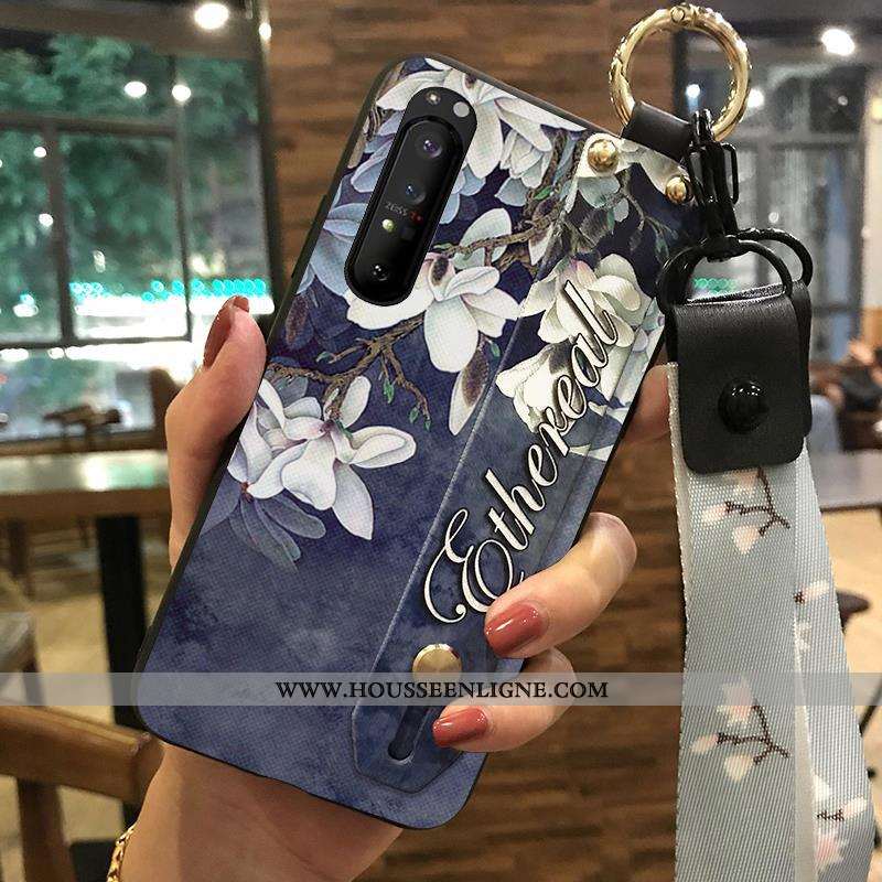 Housse Sony Xperia 1 Ii Fluide Doux Protection Étui Téléphone Portable Support Blanc Fleur Blanche