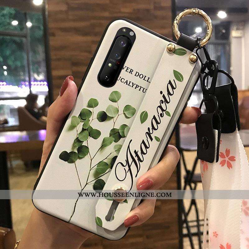 Housse Sony Xperia 1 Ii Fluide Doux Protection Étui Téléphone Portable Support Blanc Fleur Blanche