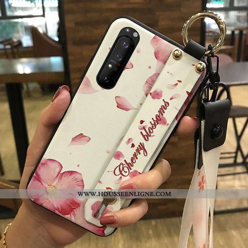 Housse Sony Xperia 1 Ii Fluide Doux Protection Étui Téléphone Portable Support Blanc Fleur Blanche